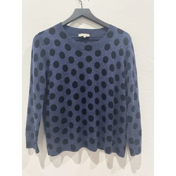 Hobbs London Blue Pok-a-dot Wool Cashmere Sweater Size medium - Picture 2 of 11